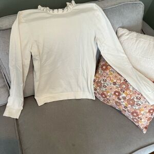 J. Crew Cream Ruffle Neck Top